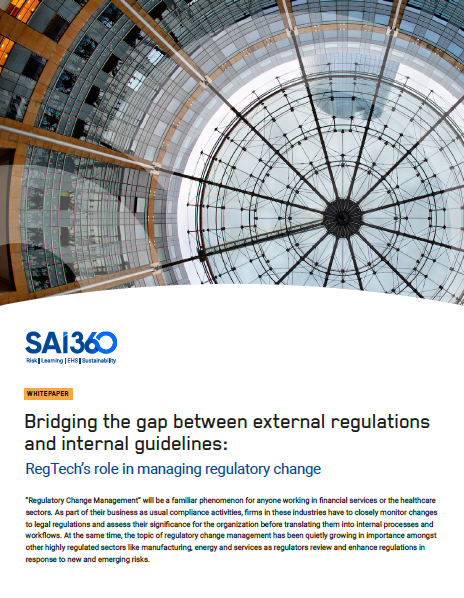 Bridging the Gap between External Regulations and Internal Guidelines | SAI360 whitepaper