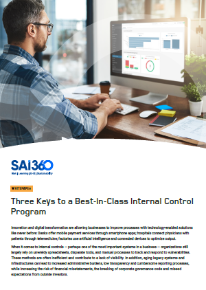 Three Keys to a Best-in-Class Internal Control Program | SAI360 whitepaper
