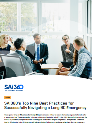 SAI360’s Top Nine Best Practices for Successfully Navigating a Long BCM Emergency | whitepaper
