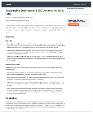 Gartner Report: Sustainable Business and ESG Actions for Bank CIOs
