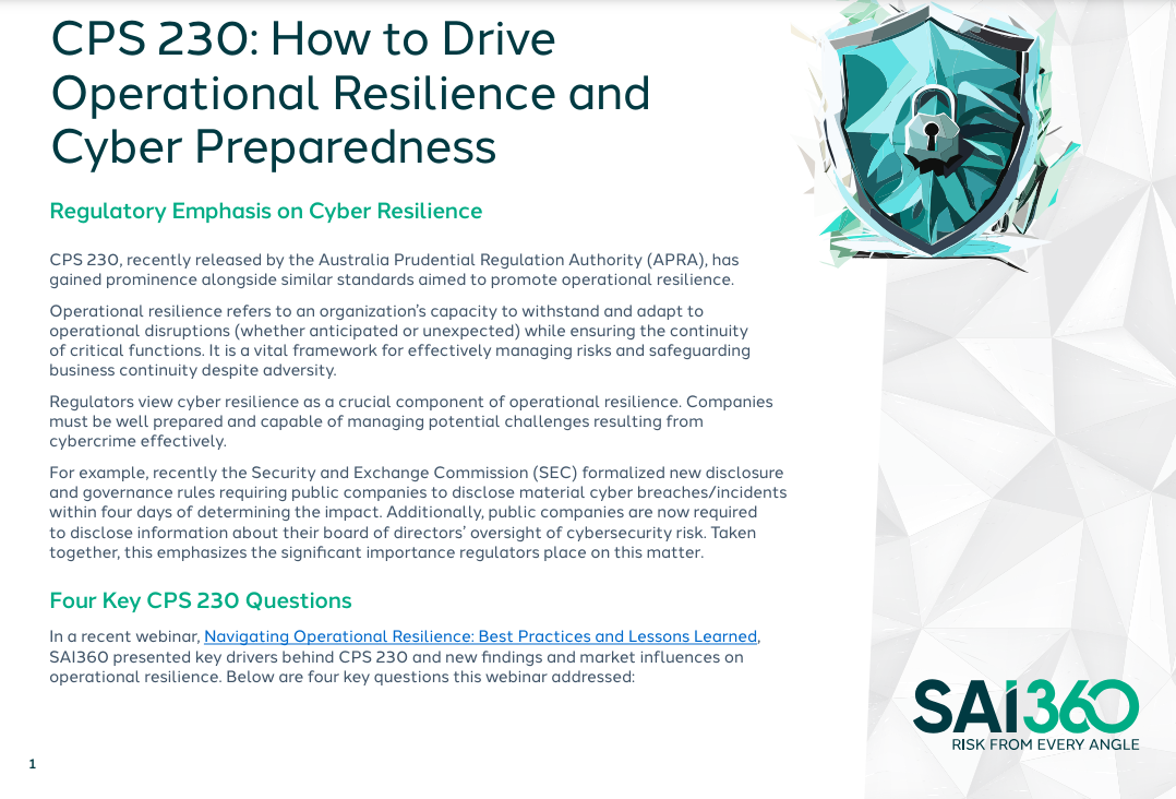 APRA CPS 230 whitepaper cover