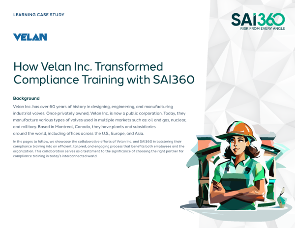 How Velan Inc. Transformed Compliance Training with SAI360 - case study