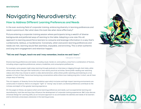 Whitepaper, Navigating Neurodiversity, Training, eLearning
