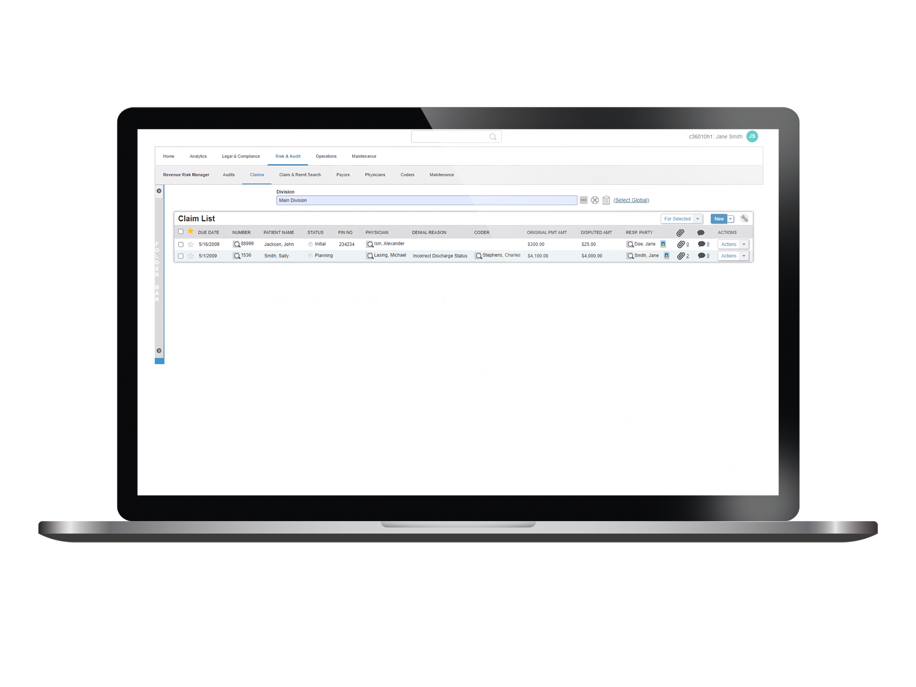 Claim-List_laptop healthcare payer claims