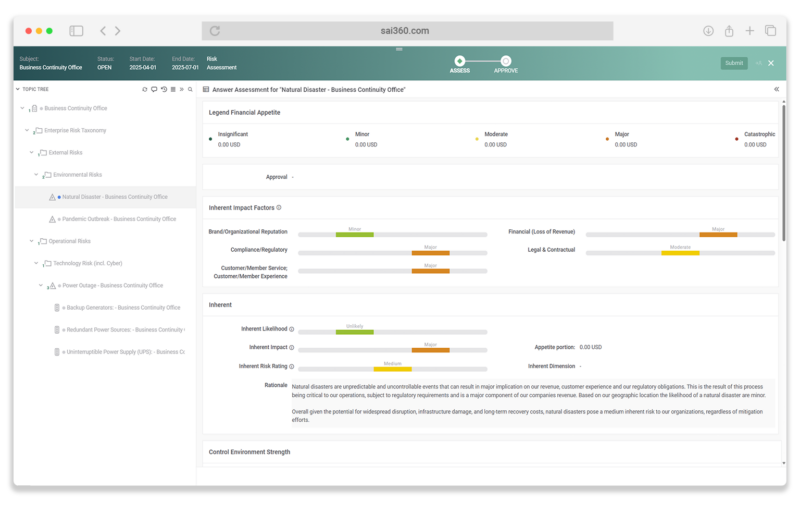 SAI360 Operational Risk Dashboard