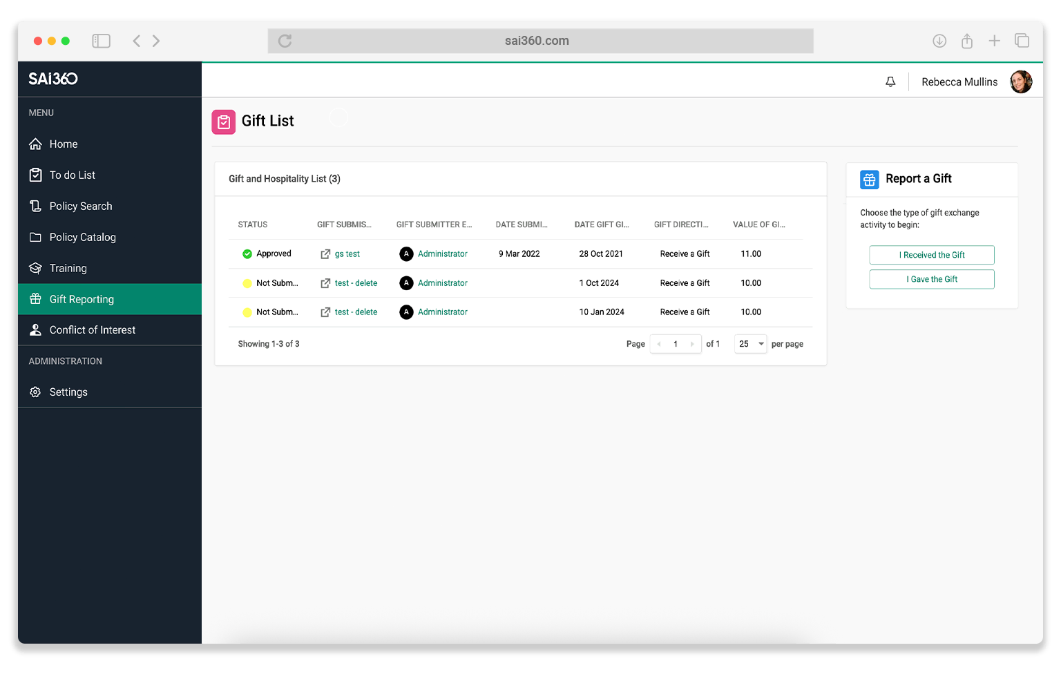 Gifts and Hospitality compliance