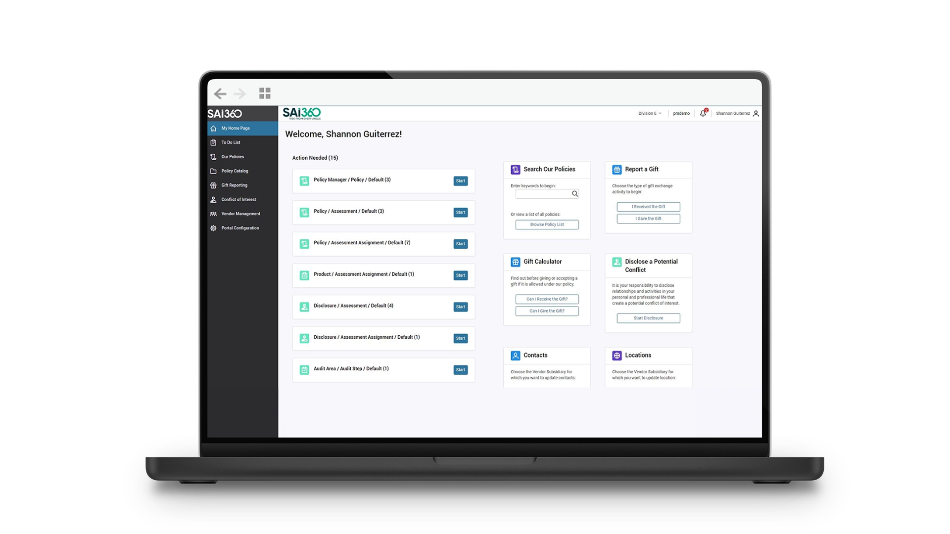 Policy Management Screen