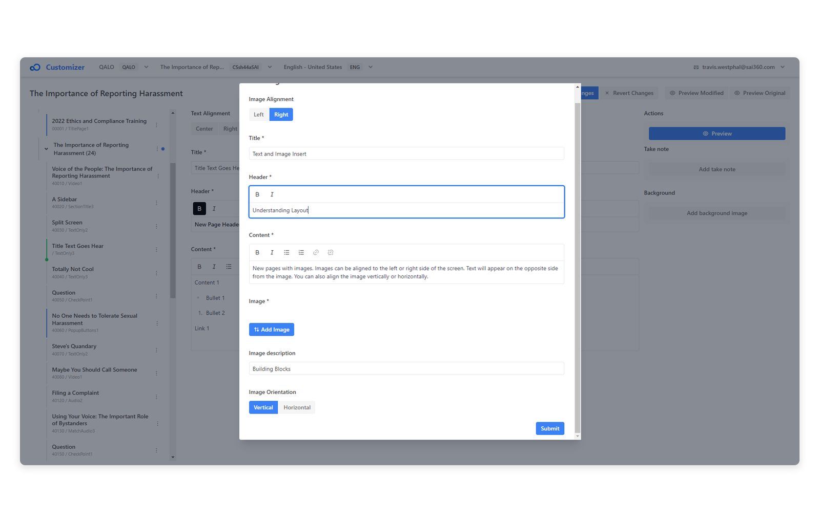 Review, Preview, and Publish trainings