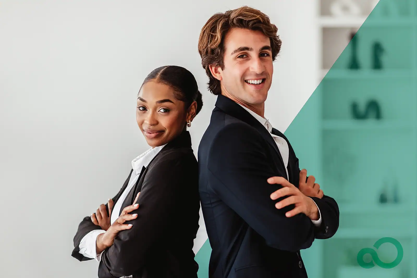 Partnership Header Image Website Resized Man and woman standing back to back.